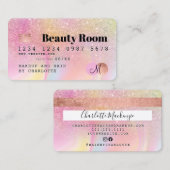 クレジットカードパステルグリッター大理石美しいモノグラム 名刺 (正面/裏面)