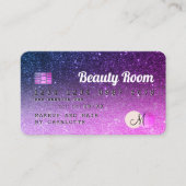 クレジットカードパープルピンクグリッター美しい 名刺 (正面)