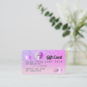 クレジットカードピンクパープルグリッターグラデーションギフトカード 名刺 (スタンド正面)