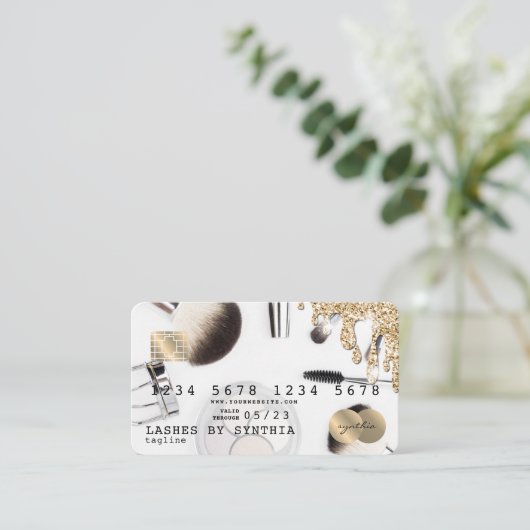 クレジットカードメイクアップアーティスト金ゴールドドライブ 名刺 (スタンド正面)