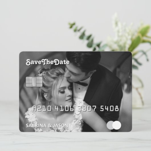 クレジットカード写真結婚式の日付を保存 セーブザデート (スタンド正面)
