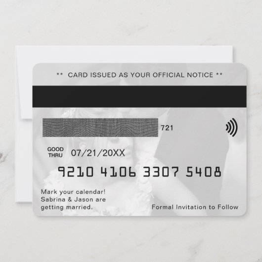 クレジットカード写真結婚式の日付を保存 セーブザデート (裏面)