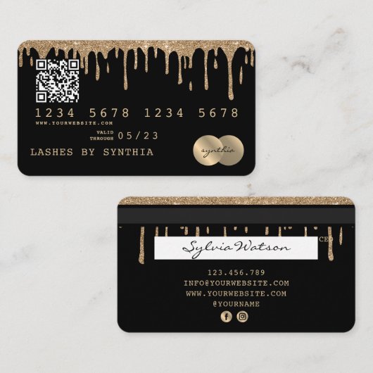 クレジットカード型滴下金ゴールドQRコード 名刺 (正面/裏面)