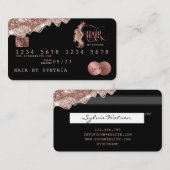 クレジットカード式滴下バラ金ゴールド美容師 名刺 (正面/裏面)