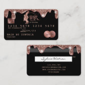 クレジットカード式滴下バラ金ゴールド美容師 名刺 (正面/裏面)