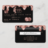 クレジットカード式滴下バラ金ゴールド美容師 名刺 (正面/裏面)