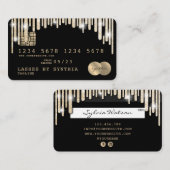 クレジットカード式滴下金ゴールドグリッター 名刺 (正面/裏面)