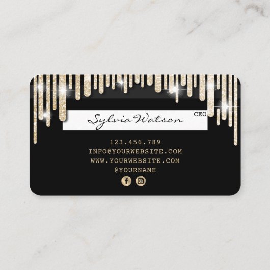 クレジットカード式滴下金ゴールドグリッター 名刺 (裏面)