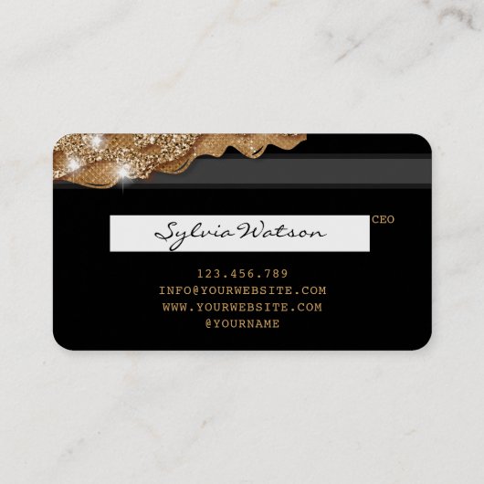 クレジットカード式滴下金ゴールド美容師 名刺 (裏面)