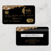 クレジットカード式滴下金ゴールド美容師 名刺 (正面/裏面)