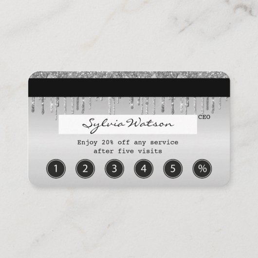 クレジットカード式滴下銀ロイヤリティカード 名刺 (裏面)