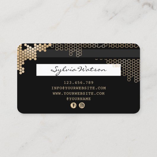 クレジットカード式金ゴールドフェミニンハニカム 名刺 (裏面)