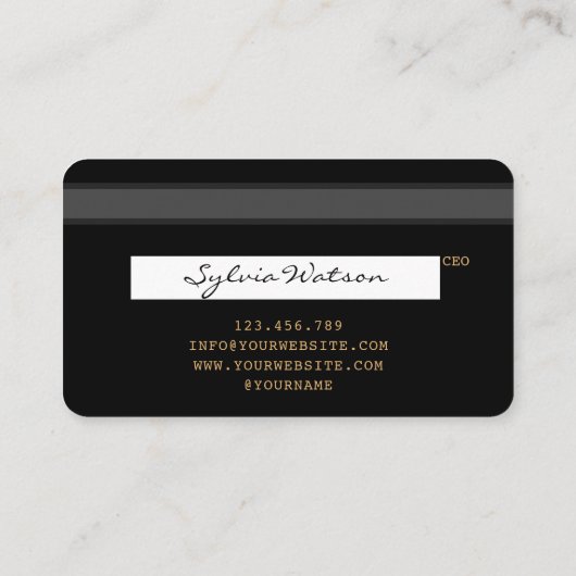 クレジットカード式金ゴールド美容師 名刺 (裏面)