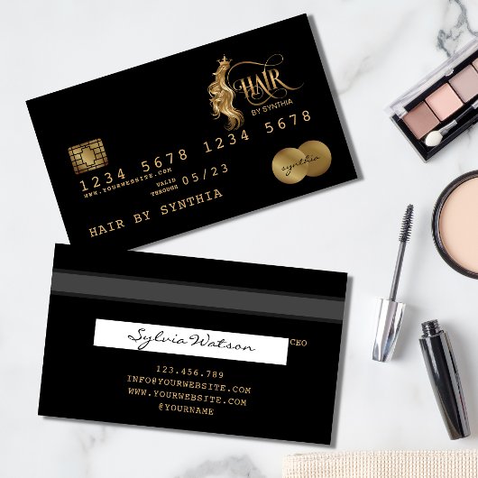 クレジットカード式金ゴールド美容師 名刺