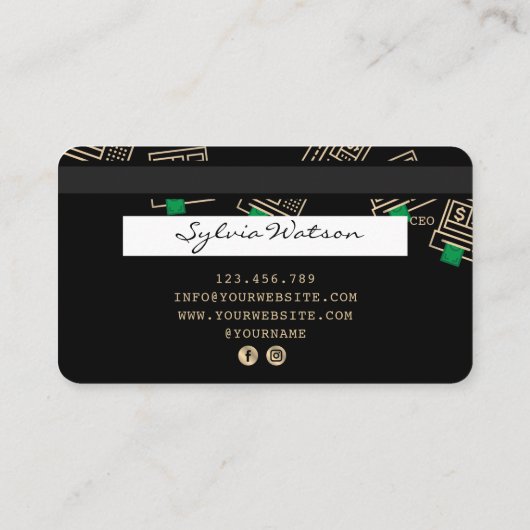 クレジットカード形式のATMマネーキャッシュ 名刺 (裏面)