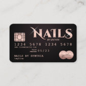 クレジットカード方式の爪、 ネイル技術者ネイルアート 名刺 (正面)