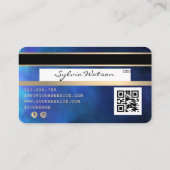 クレジットカード方式の金ゴールドおよびネイビーQRコード 名刺 (裏面)