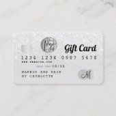 クレジットカード白グリッターグラデーション銀ギフトカード 名刺 (正面)