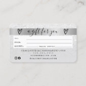 クレジットカード白グリッターグラデーション銀ギフトカード 名刺 (裏面)