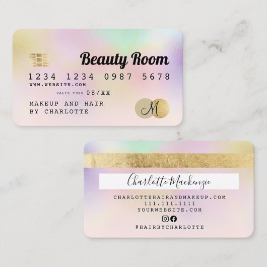 クレジットカード真珠玉虫美しいモグラデーションノグラム 名刺 (正面/裏面)