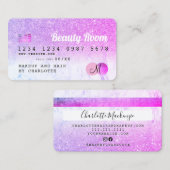 クレジットカード美しいピンクグリッター大理石モノグラム 名刺 (正面/裏面)