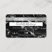 クレジットカード美しい黒大理石文字モノグラム 名刺 (裏面)