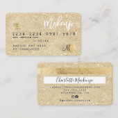 クレジットカード金ゴールドグリッターヘア化粧モノグラム 名刺 (正面/裏面)