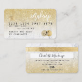 クレジットカード金ゴールドグリッター大理石モガーリーノグラム 名刺 (正面/裏面)