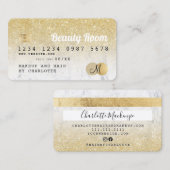 クレジットカード金ゴールドグリッター大理石美しいモノグラム 名刺 (正面/裏面)