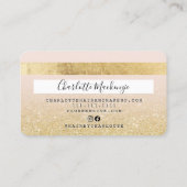 クレジットカード金ゴールドグリッター美しいピンクモノグラム 名刺 (裏面)