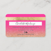 クレジットカード金ゴールドグリッター美しいピンクモノグラム 名刺 (裏面)