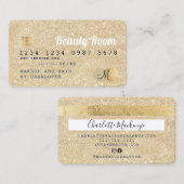 クレジットカード金ゴールドグリッター美しいモノグラム 名刺 (正面/裏面)