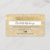 クレジットカード金ゴールドグリッター美しいモノグラム 名刺 (裏面)