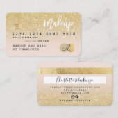 クレジットカード金ゴールドグリッター赤面ピンクモガーリーノグラム 名刺 (正面/裏面)