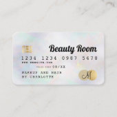 クレジットカード金ゴールドパールガーリー美しいモノグラム 名刺 (正面)