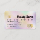 クレジットカード金ゴールドパールシックガーリー美しいモノグラム 名刺 (正面)