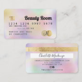 クレジットカード金ゴールドパールシックガーリー美しいモノグラム 名刺 (正面/裏面)