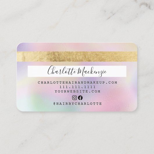 クレジットカード金ゴールドパールシックガーリー美しいモノグラム 名刺 (裏面)