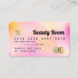 クレジットカード金ゴールドパールピンクガーリー美しいモノグラム 名刺