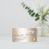 クレジットカード金ゴールドメタリックヘアメイクアップモノグラム 名刺 (スタンド正面)