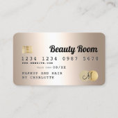 クレジットカード金ゴールドメタリック美しいモノグラム 名刺 (正面)