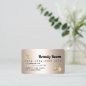 クレジットカード金ゴールドメタリック美しいモノグラム 名刺 (スタンド正面)