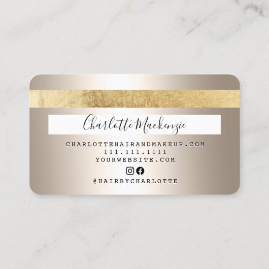 クレジットカード金ゴールドメタリック美しいモノグラム 名刺 (裏面)