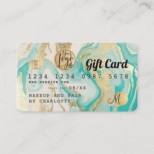クレジットカード金ゴールド大理石のギフト証明書 名刺 (正面)