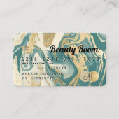 クレジットカード金ゴールド大理石ティール（緑がかった色）ダーク美しいモノグラム 名刺 (正面)