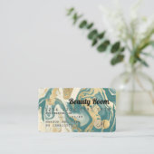 クレジットカード金ゴールド大理石ティール（緑がかった色）ダーク美しいモノグラム 名刺 (スタンド正面)