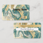 クレジットカード金ゴールド大理石ティール（緑がかった色）ダーク美しいモノグラム 名刺 (正面/裏面)