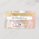 クレジットカード金ゴールド大理石ピンク美しいモノグラム 名刺 (裏面)