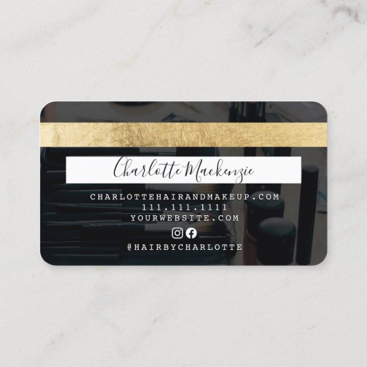 クレジットカード金ゴールド美しいモノグラム写真 名刺 (裏面)