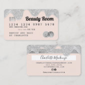 クレジットカード銀グリッターが落ち着いた美しい 名刺 (正面/裏面)